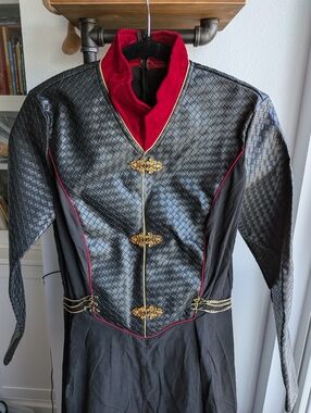 Dark Medieval Fantasy Warrior Gown • Woven Faux Leather & Velvet  Ren Faire LARP
